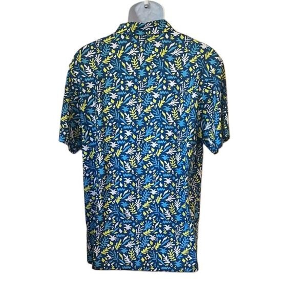 Grand Slam Performance Mens Polo Shirt M M Nautical Coral Print Short Sleeve - Picture 2 of 6